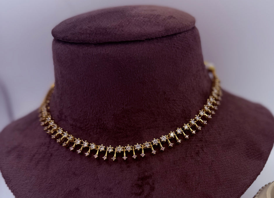 Diamond Look Dainty Necklace Set