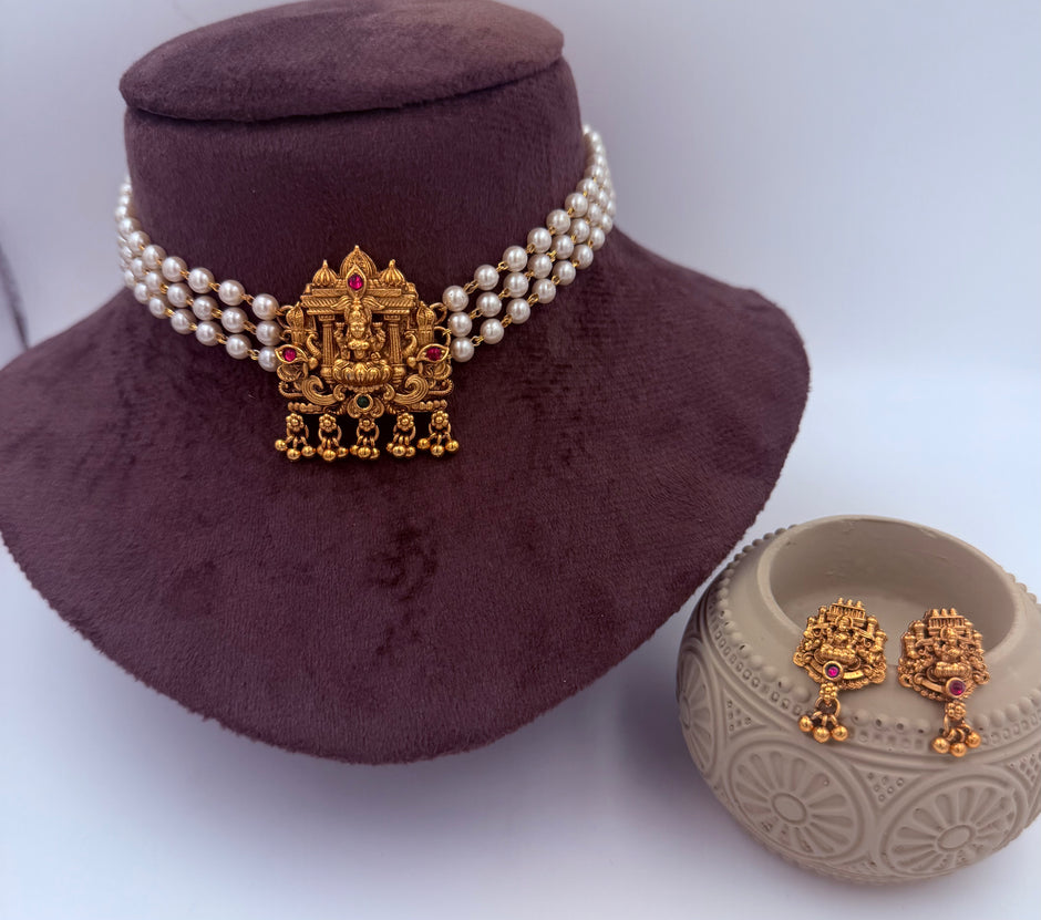Divine Lakshmi Pearl Choker Set