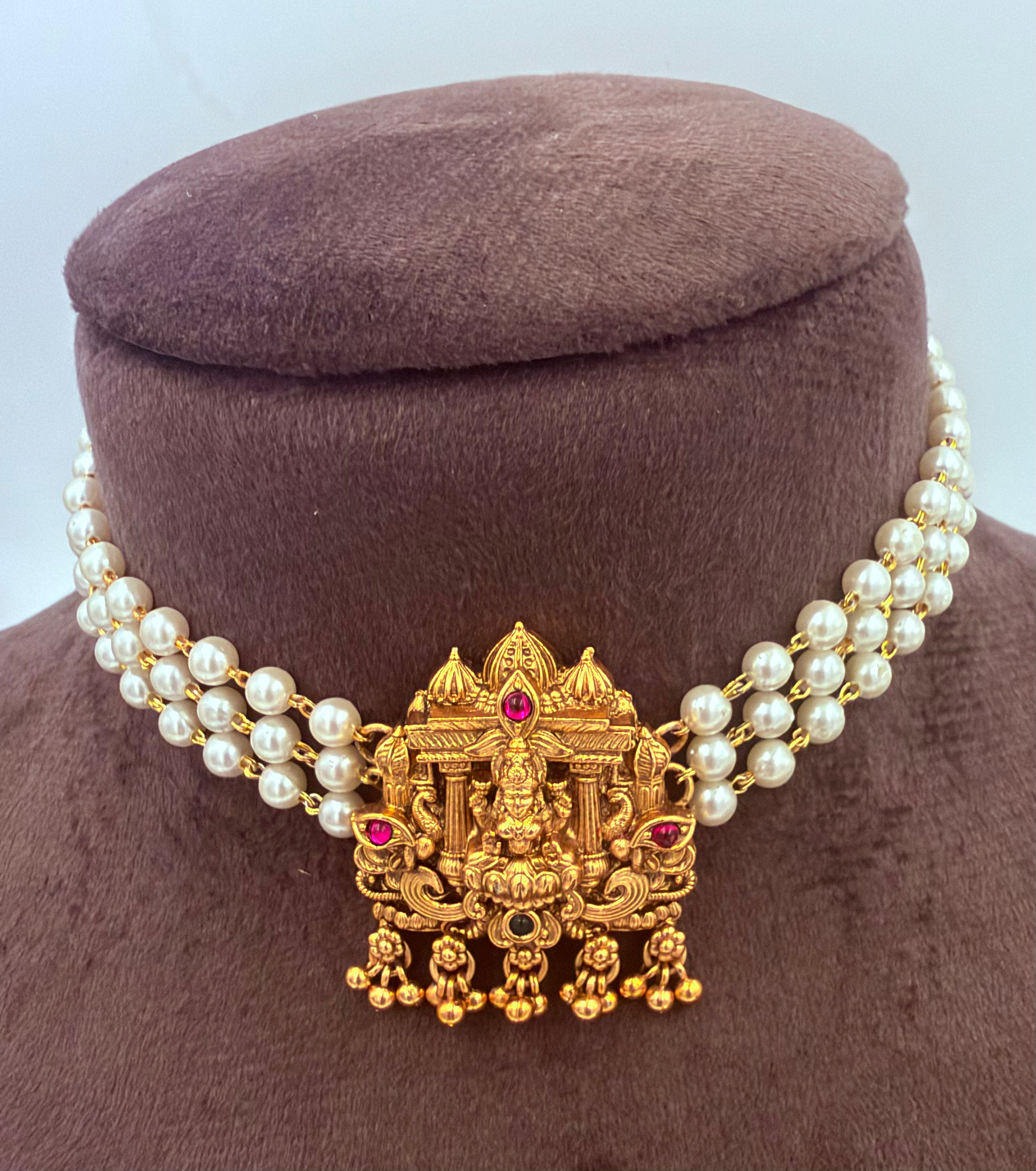 Divine Lakshmi Pearl Choker Set