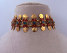 Traditional Floral Coin Choker Set with Matching Earrings