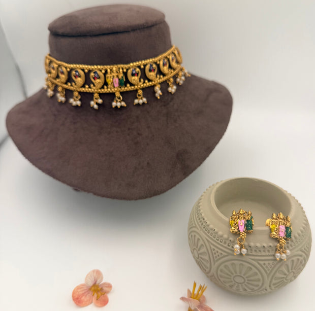 Ramar Seetha Temple Choker Set with Matching Earrings