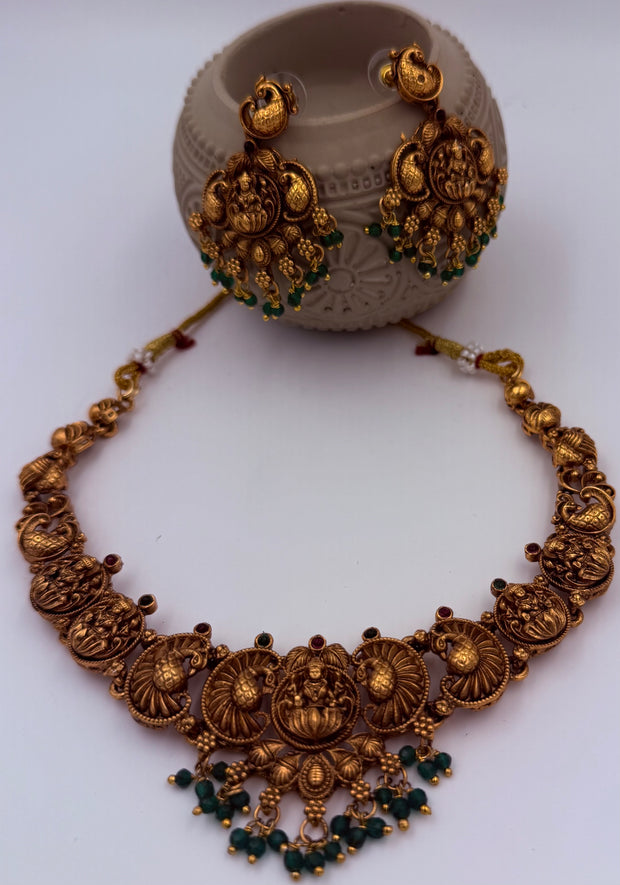 Antique Lakshmi Peacock Necklace Set