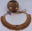 Antique Gold Temple Necklace Set with Matching Jhumka Earrings