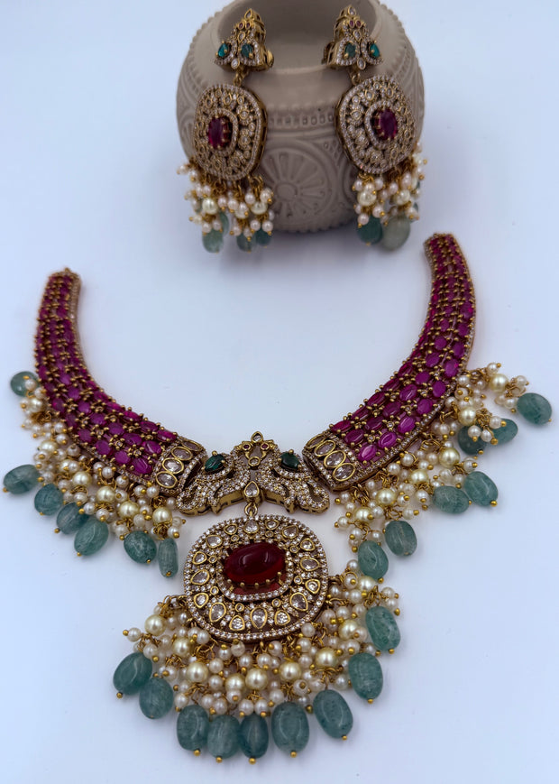Royal Victorian Ruby and Emerald Necklace Set