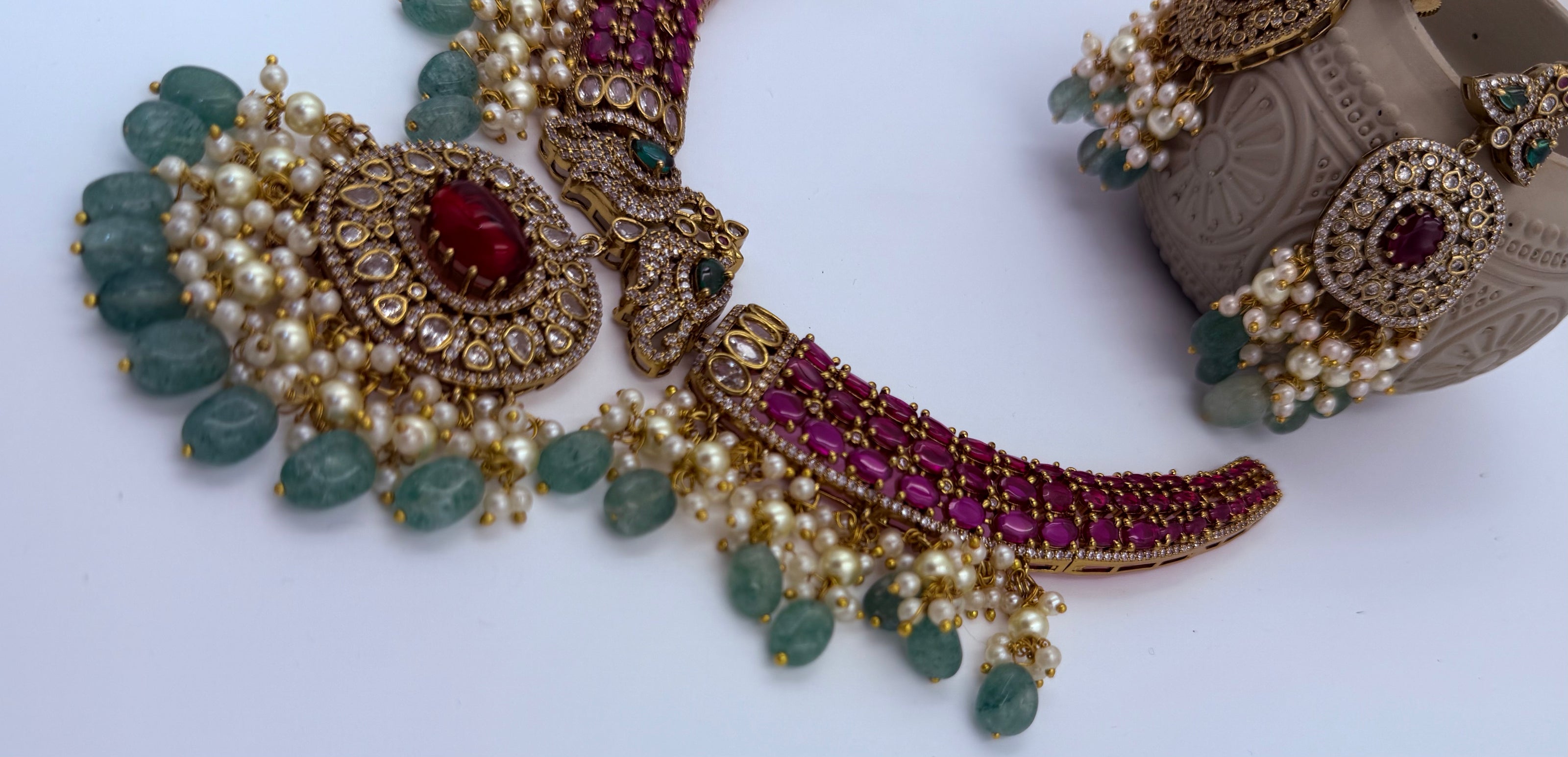 Royal Victorian Ruby and Emerald Necklace Set