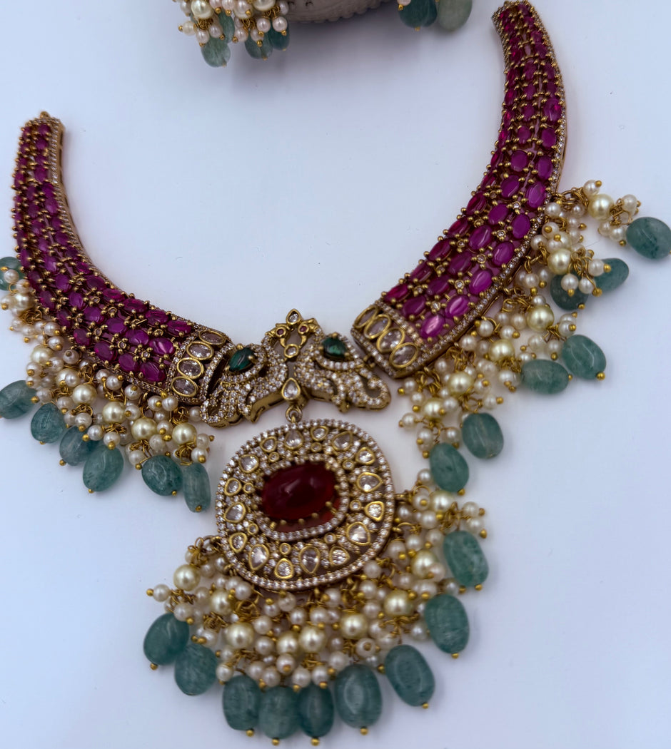 Royal Victorian Ruby and Emerald Necklace Set