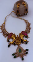 Lakshmi Elephant Ruby & Emerald Necklace Set