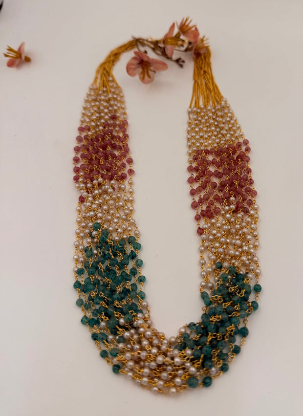 Multicolour Crystal Beaded Long Necklace