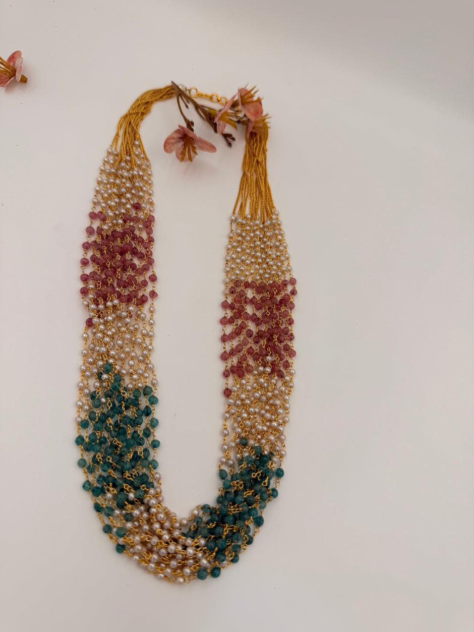 Multicolour Crystal Beaded Long Necklace
