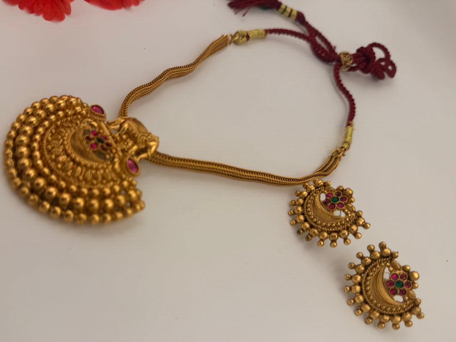 Antique Gold Lakshmi Pendant Necklace Set