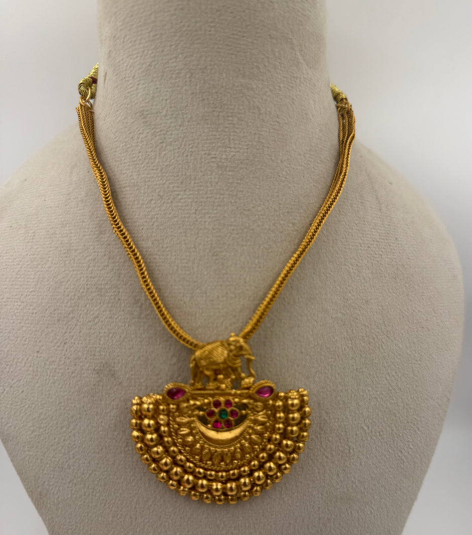 Antique Gold Lakshmi Pendant Necklace Set