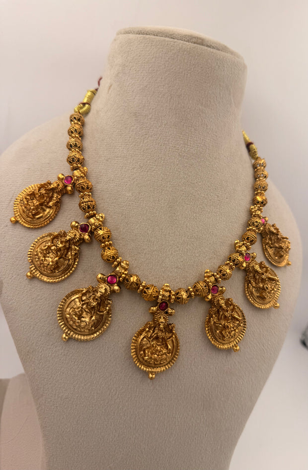 Antique Gold Lakshmi Coin Necklace Set