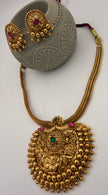 Antique Gold Floral Pendant Necklace Set