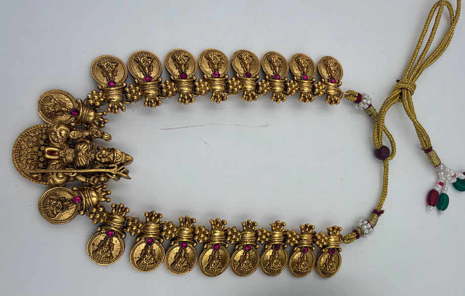 Antique Gold Amman Coin Necklace Set