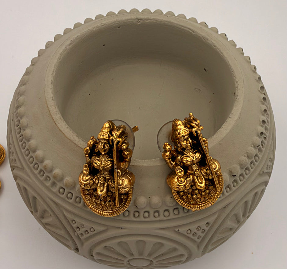 Antique Gold Amman Coin Necklace Set
