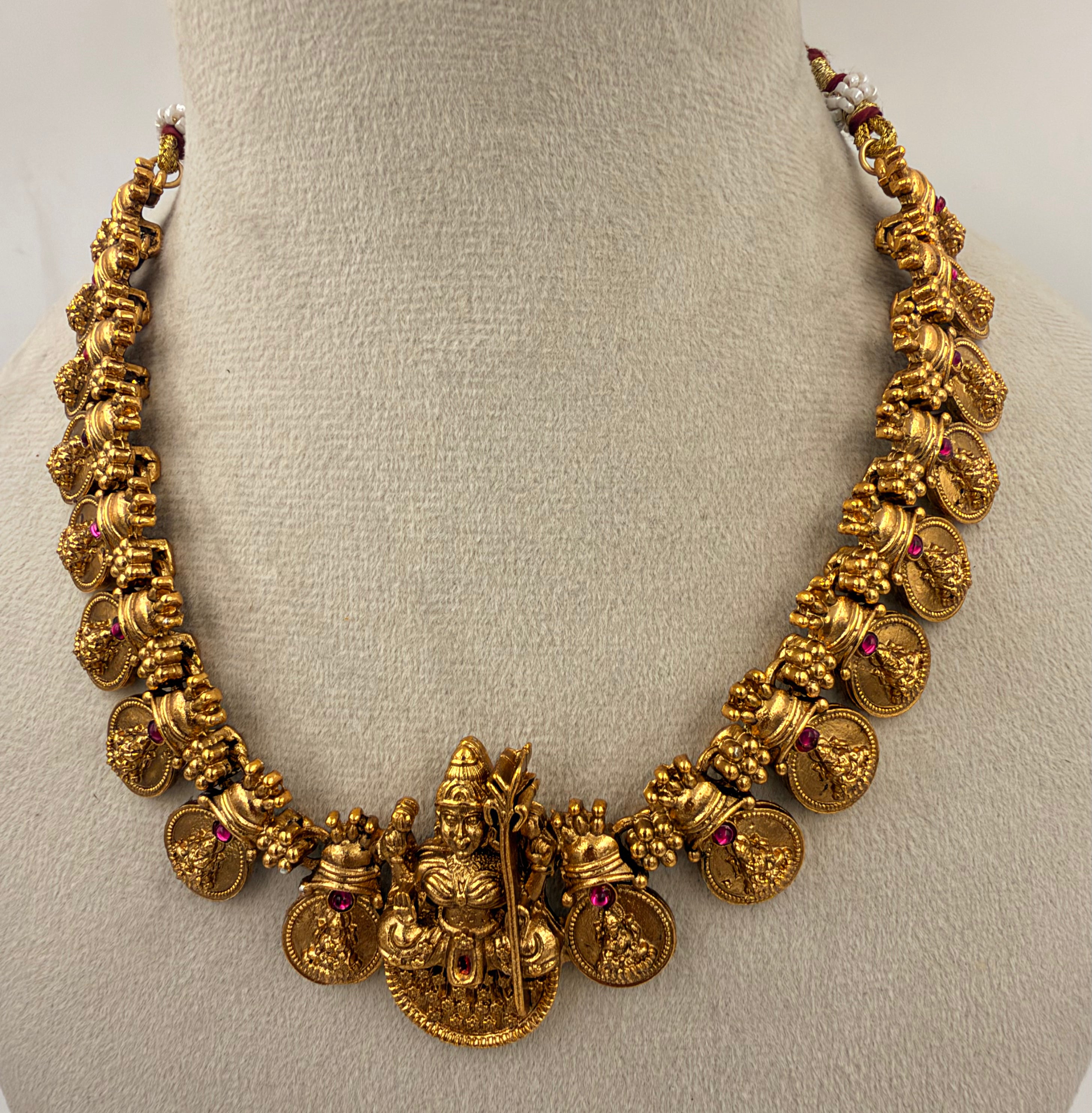 Antique Gold Amman Coin Necklace Set