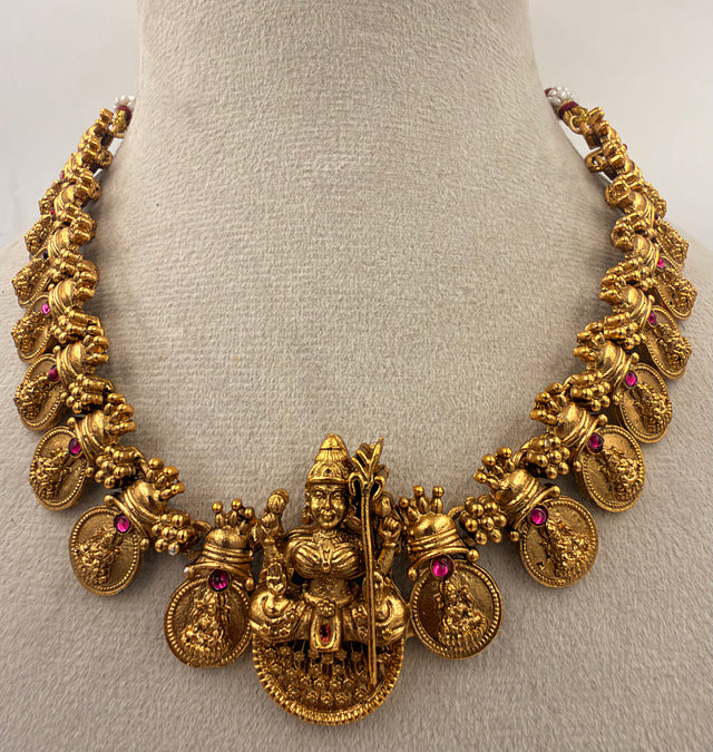 Antique Gold Amman Coin Necklace Set