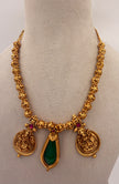 Antique Gold Green Stone Pendant Necklace Set