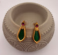 Antique Gold Green Stone Pendant Necklace Set