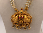 Antique Gold Peacock Pendant Pearl Necklace Set
