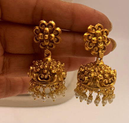 Antique Gold Peacock Pendant Pearl Necklace Set