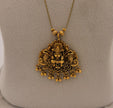 Antique Gold Lakshmi Pendant Invisible Chain Necklace