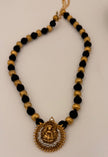 Black Thread Bead Lakshmi Necklace Set