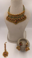 Grand Antique Gold Peacock Choker Necklace Set