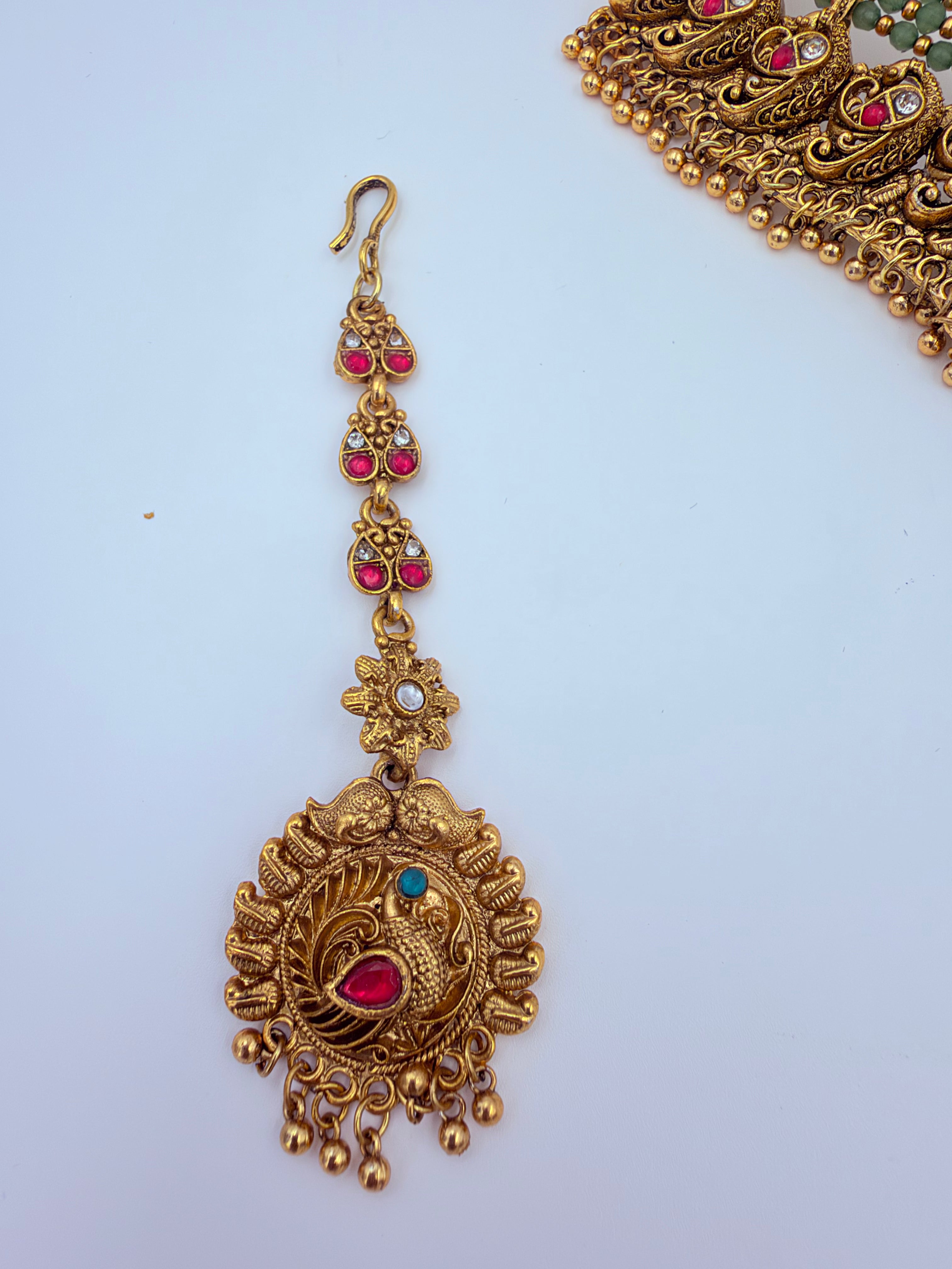 Grand Antique Gold Peacock Choker Necklace Set
