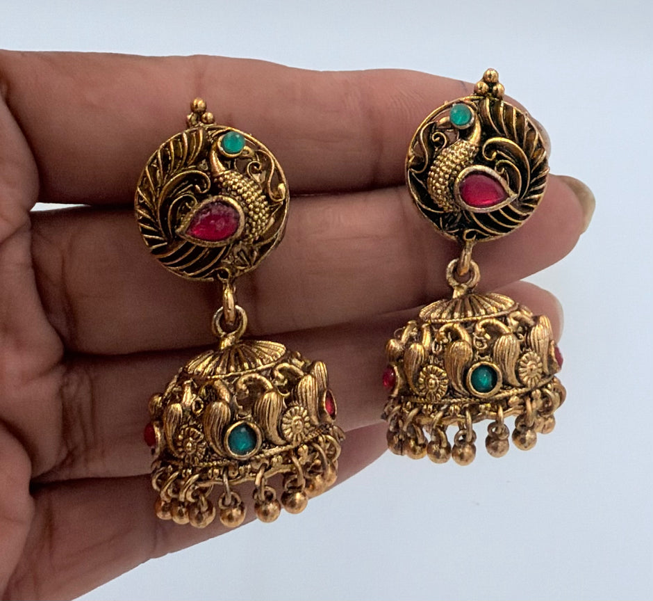 Grand Antique Gold Peacock Choker Necklace Set