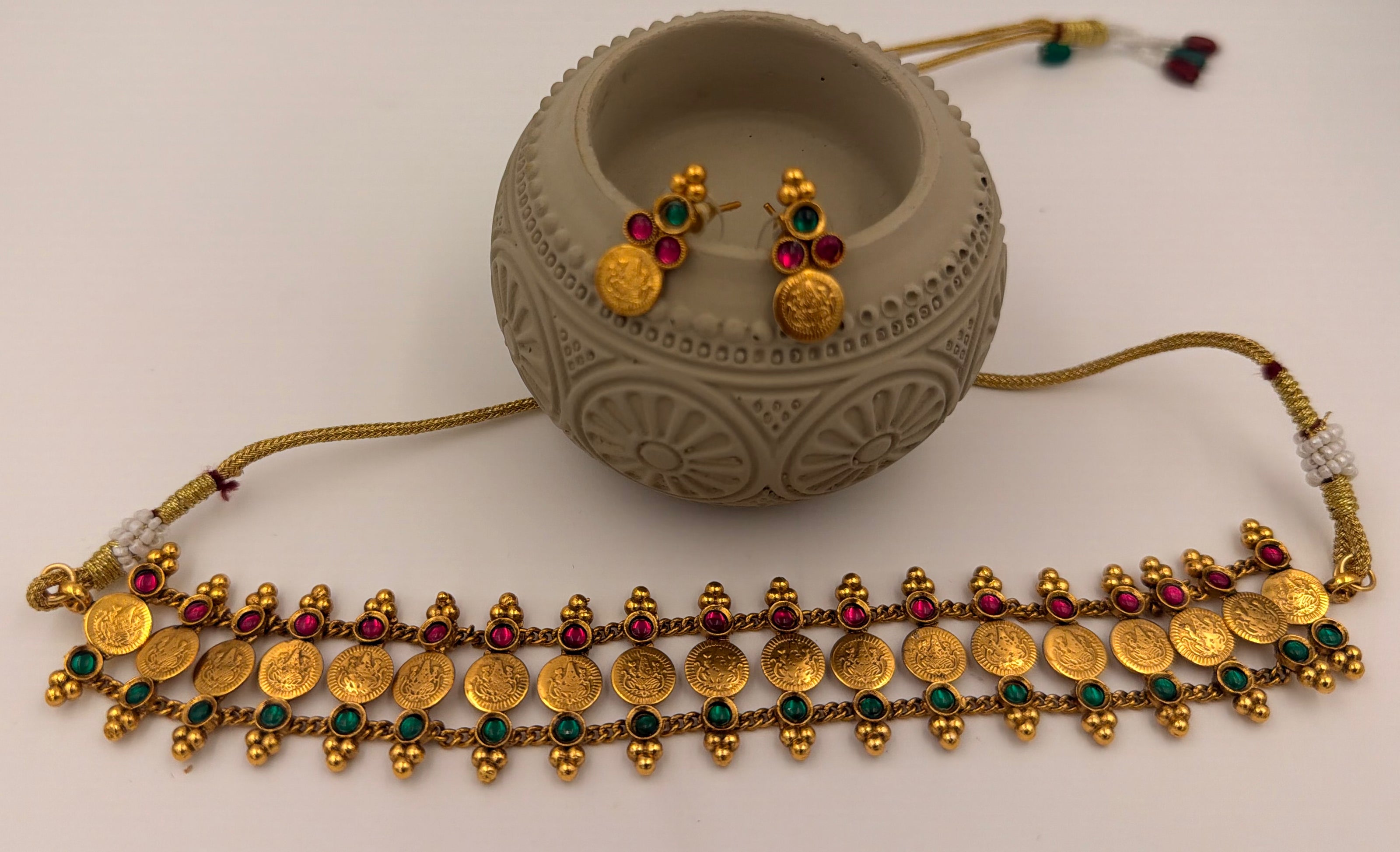 Antique Gold Double Layer Coin Choker