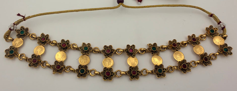 Antique Gold Coin Flower Choker