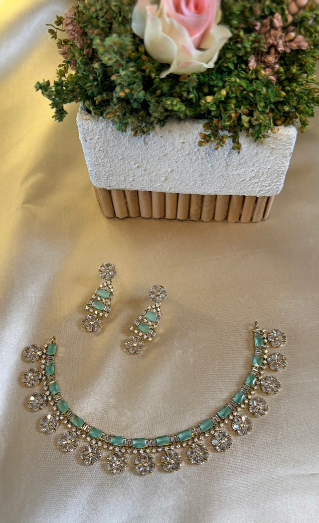 Aqua Green Victorian Necklace Set