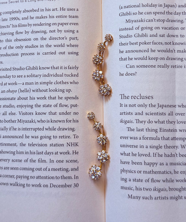 Floral Cluster Crystal Ear Cuff
