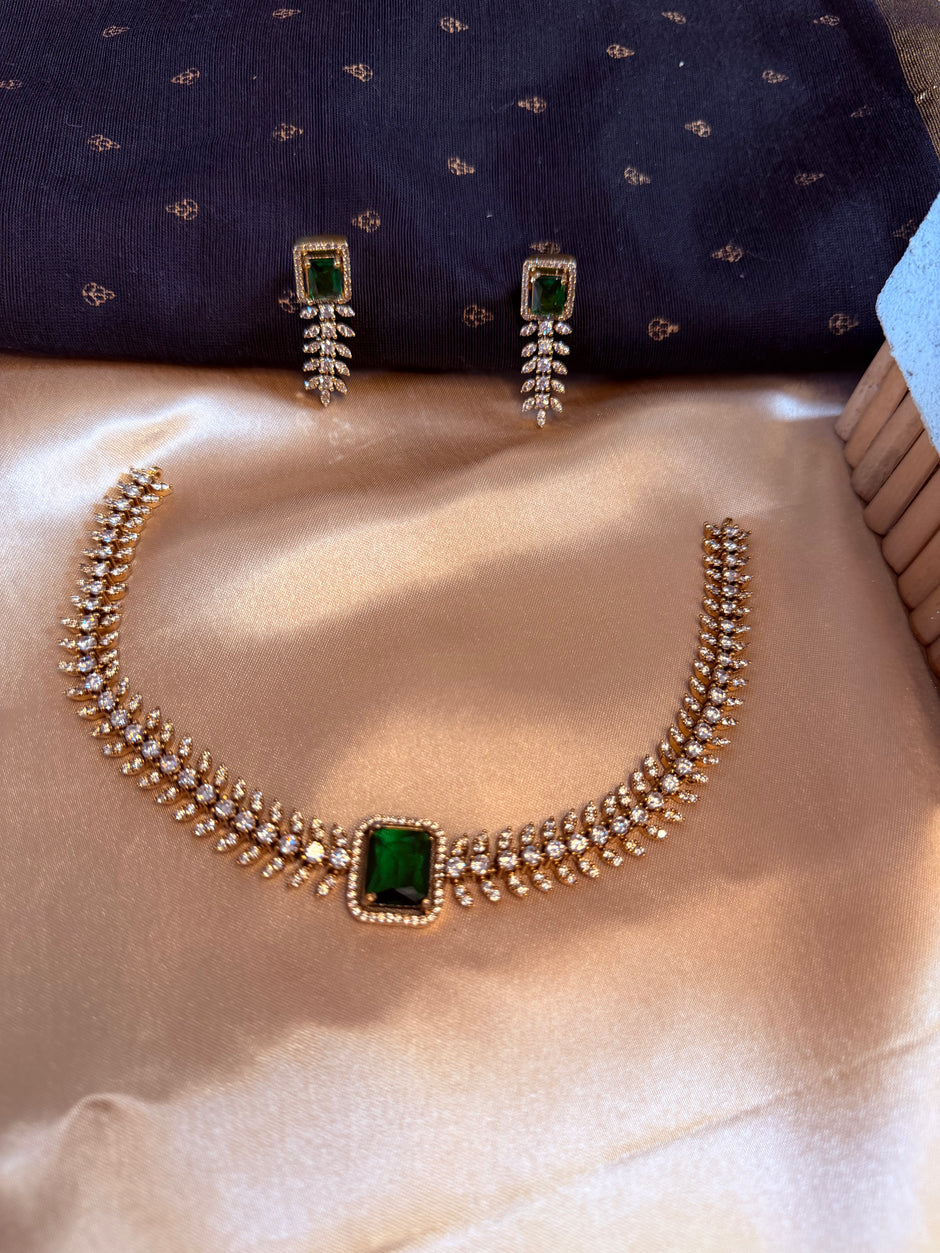 Emerald Leaf Choker Set