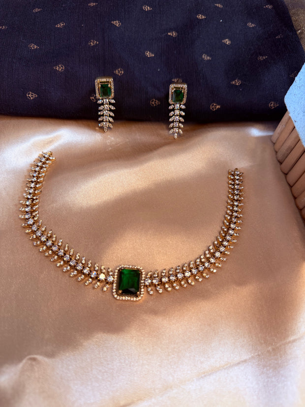 Emerald Leaf Choker Set