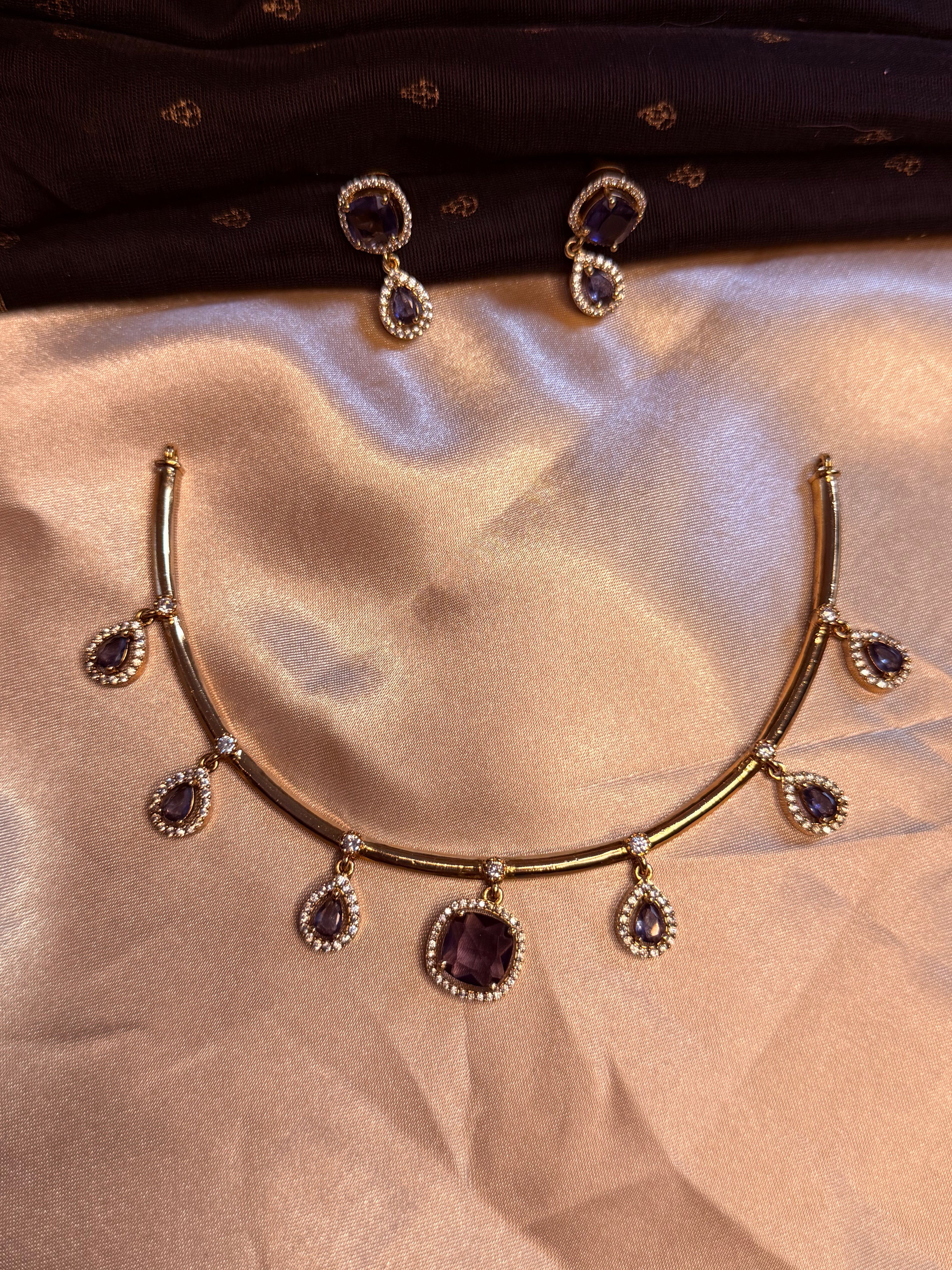 Royal Purple Stone Necklace Set