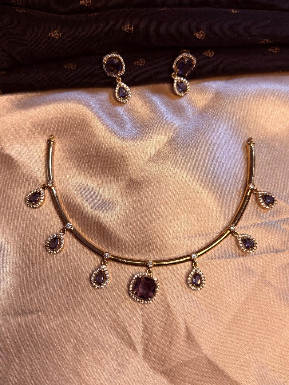 Royal Purple Stone Necklace Set