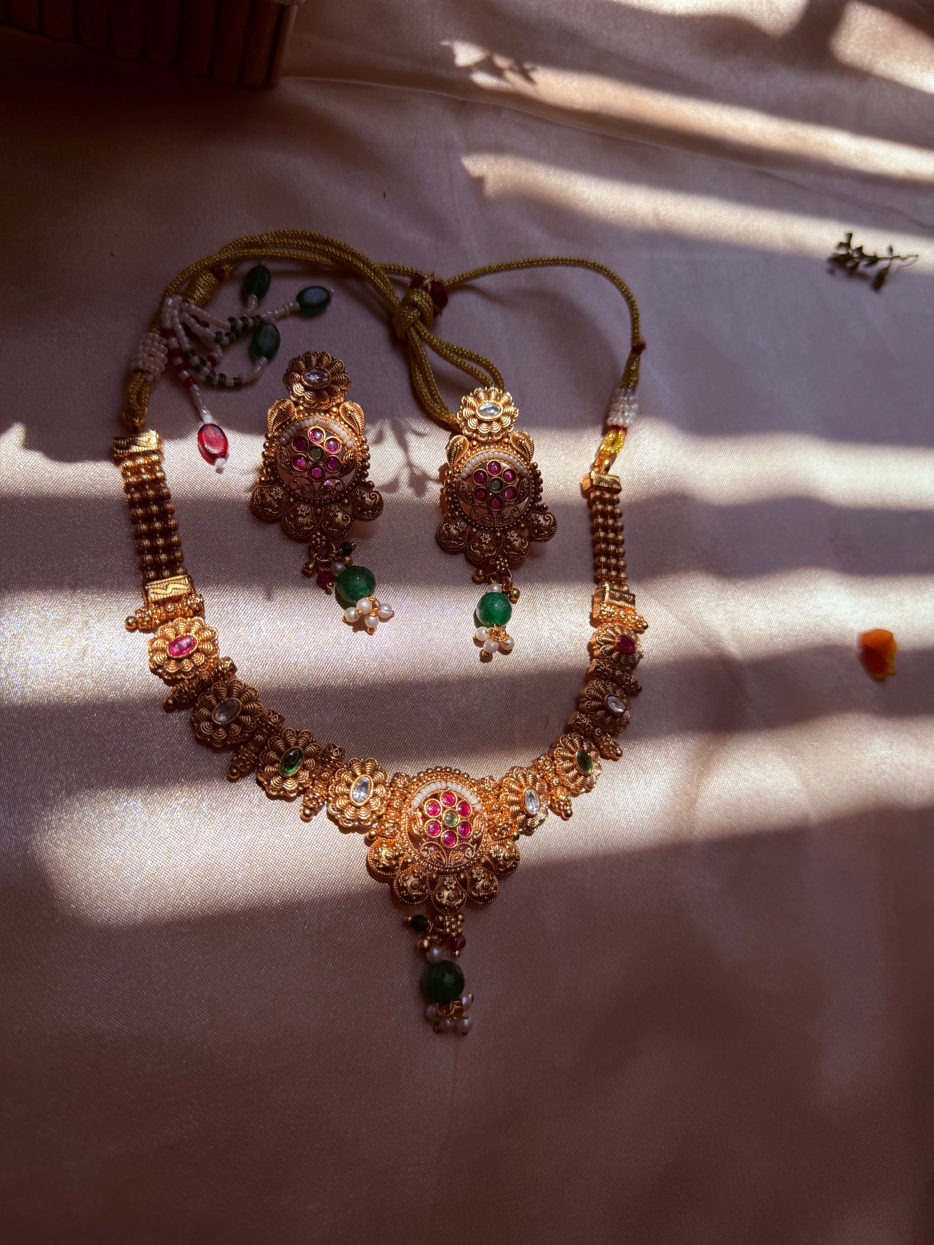 Royal Kundan Ruby & Emerald Necklace Set