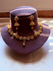Antique Gold Kundan Necklace Set with Matching Jhumka Earrings SIZE