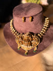 Antique Gold Lakshmi Black Thread Neckset with Matching Earrings