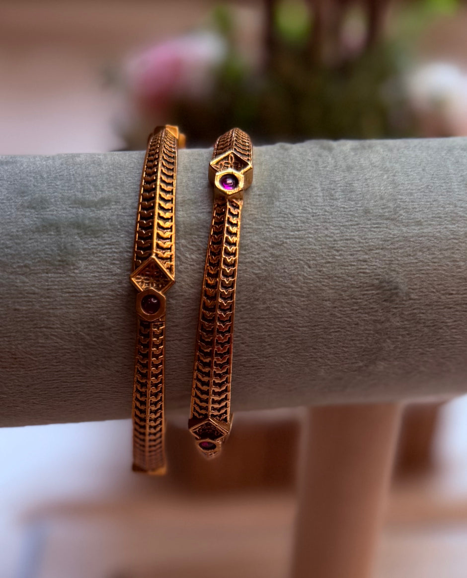 Elegant Ruby Chevron Bangles