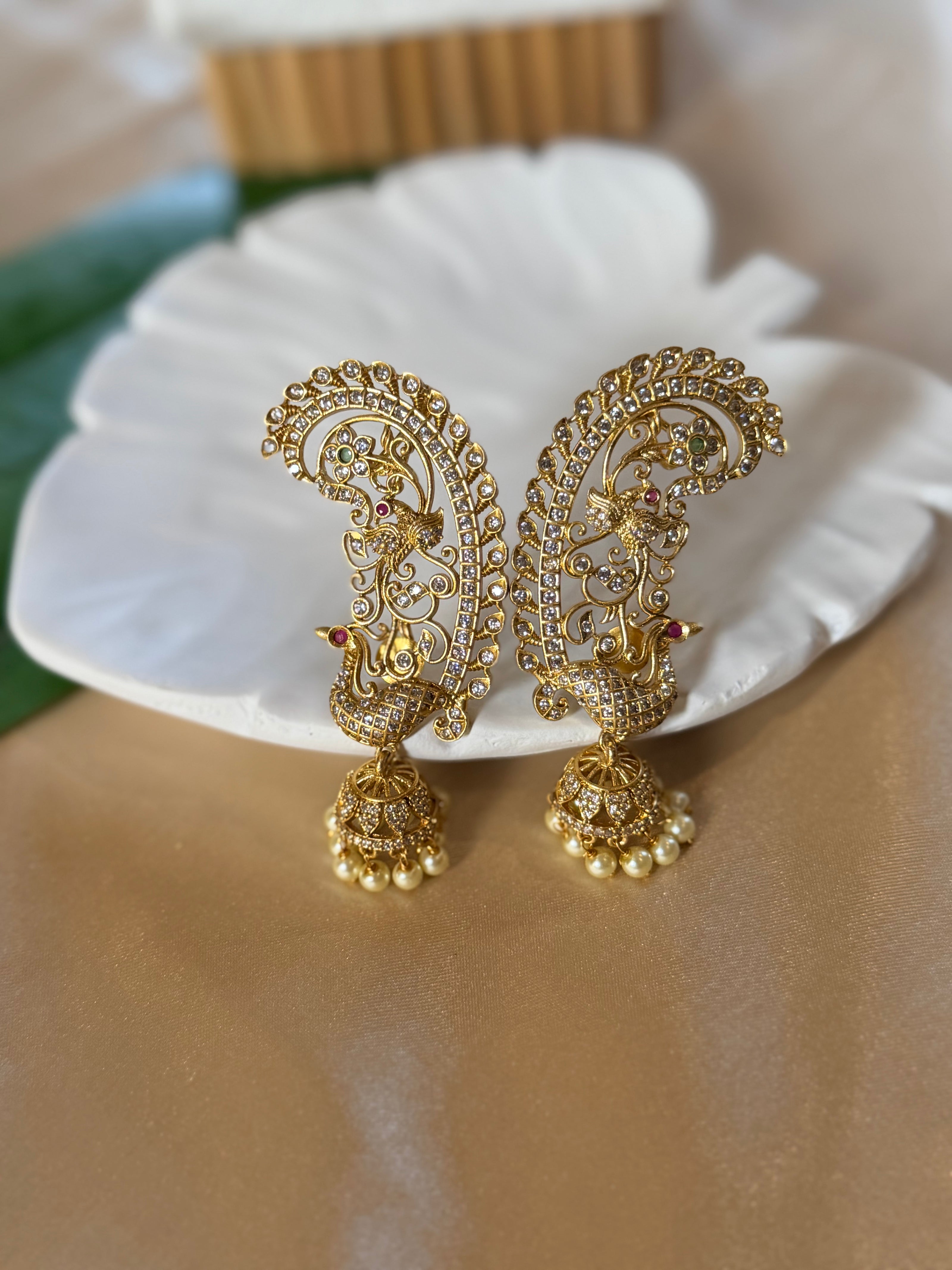 Elegant Peacock Earcuff Jhumka