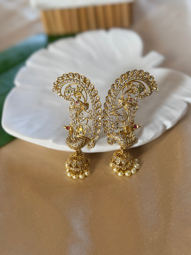 Elegant Peacock Earcuff Jhumka