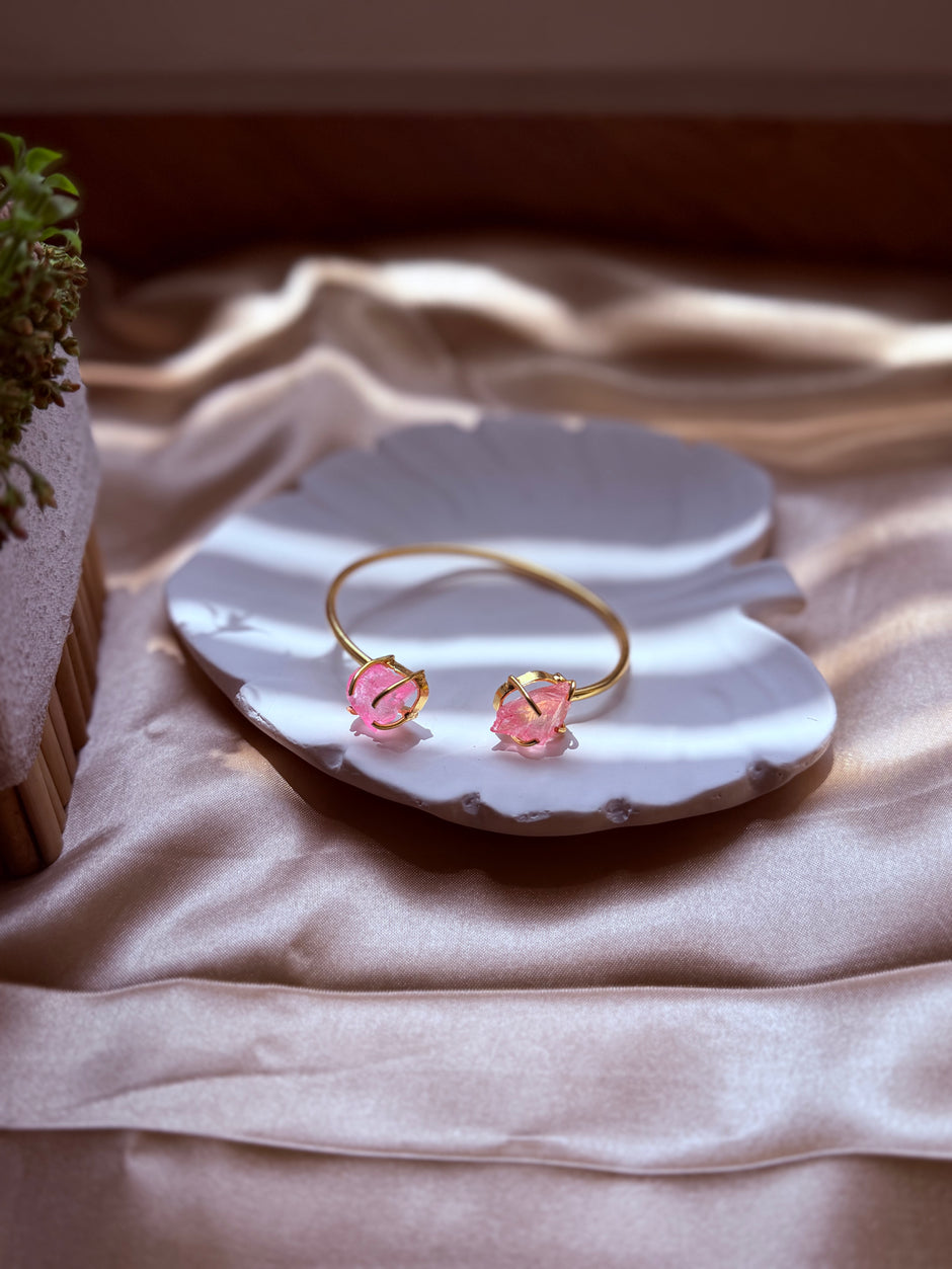 Pink Stone Open Hand Cuff