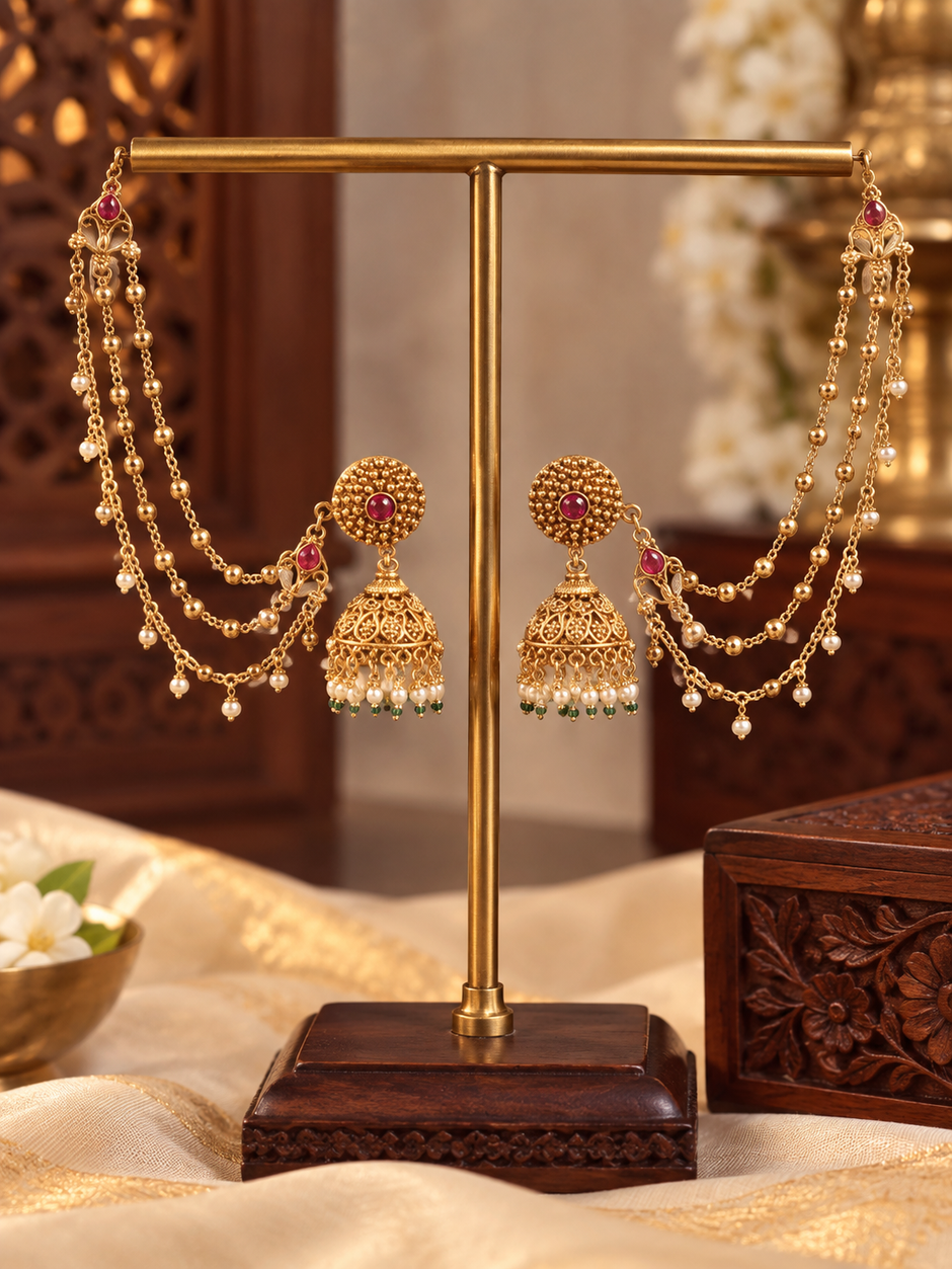 Royal Mattal Jhumka Earrings